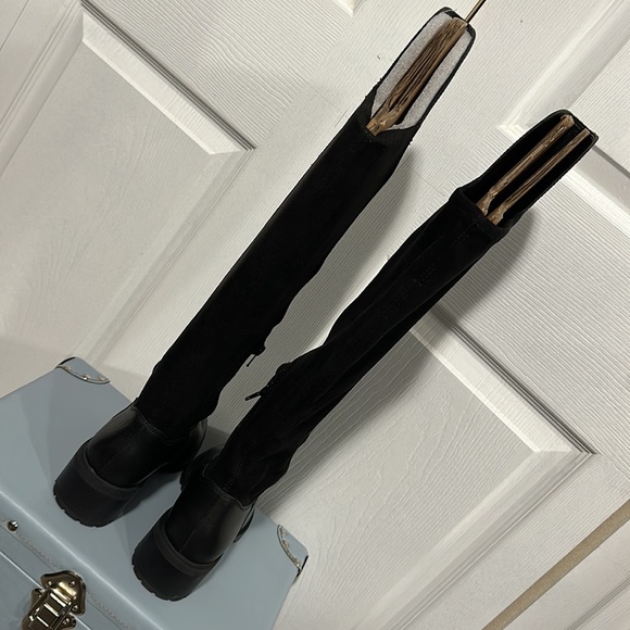 🍁Sole Society Favian Boots in "Black Soft Silk/STR MICRO" - Picture 6 of 10